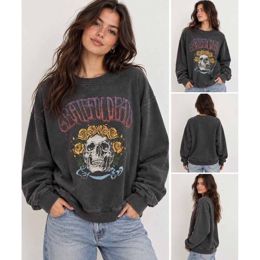 American Eagle x Grateful Dead Skull & Roses Oversized Sweatshirt Size Small